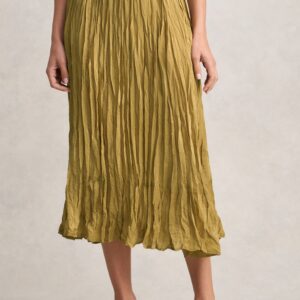 Crushed Midi Skirt - Bronze