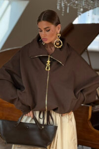 Brown Relaxed Long Sleeve Jacket