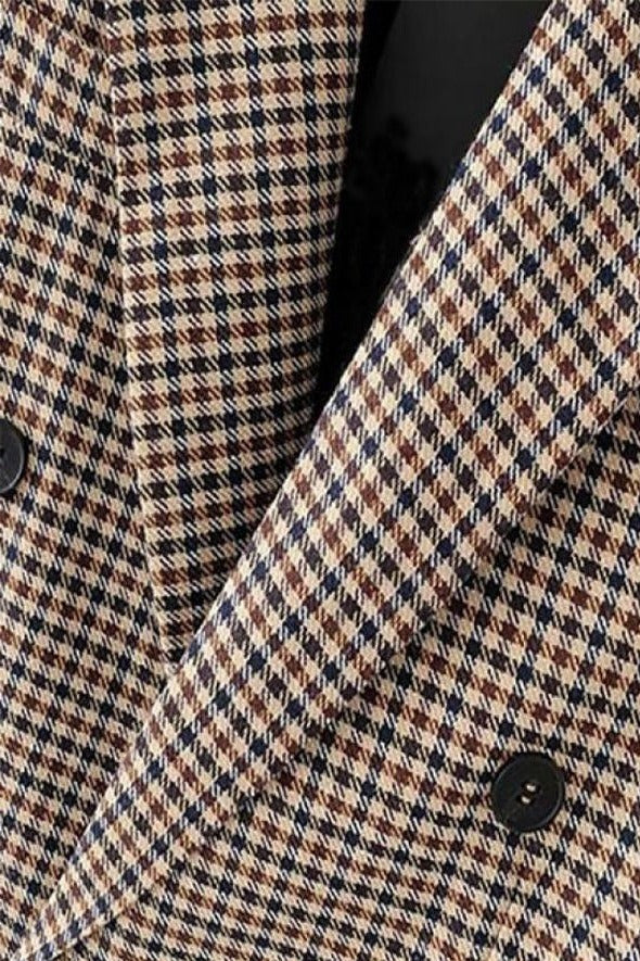 Checkered Office Long Sleeve Blazer
