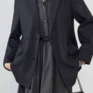 Elegant Striped Notch Blazer