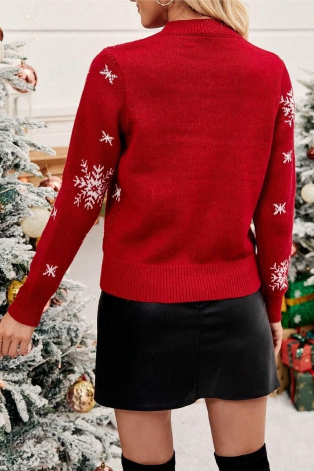 Tree Snowflake 3D Pom Sequin Sweater