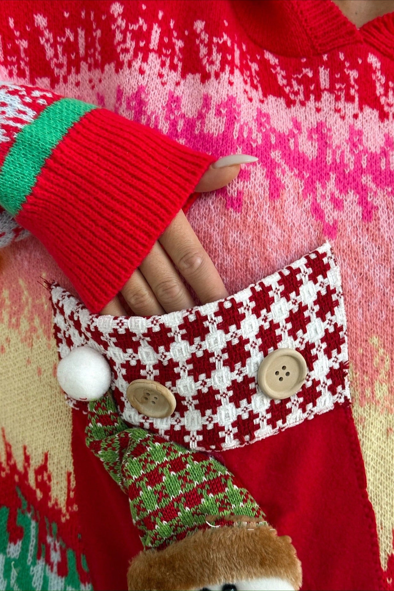 3D Snowman Hooded Pom Sweater